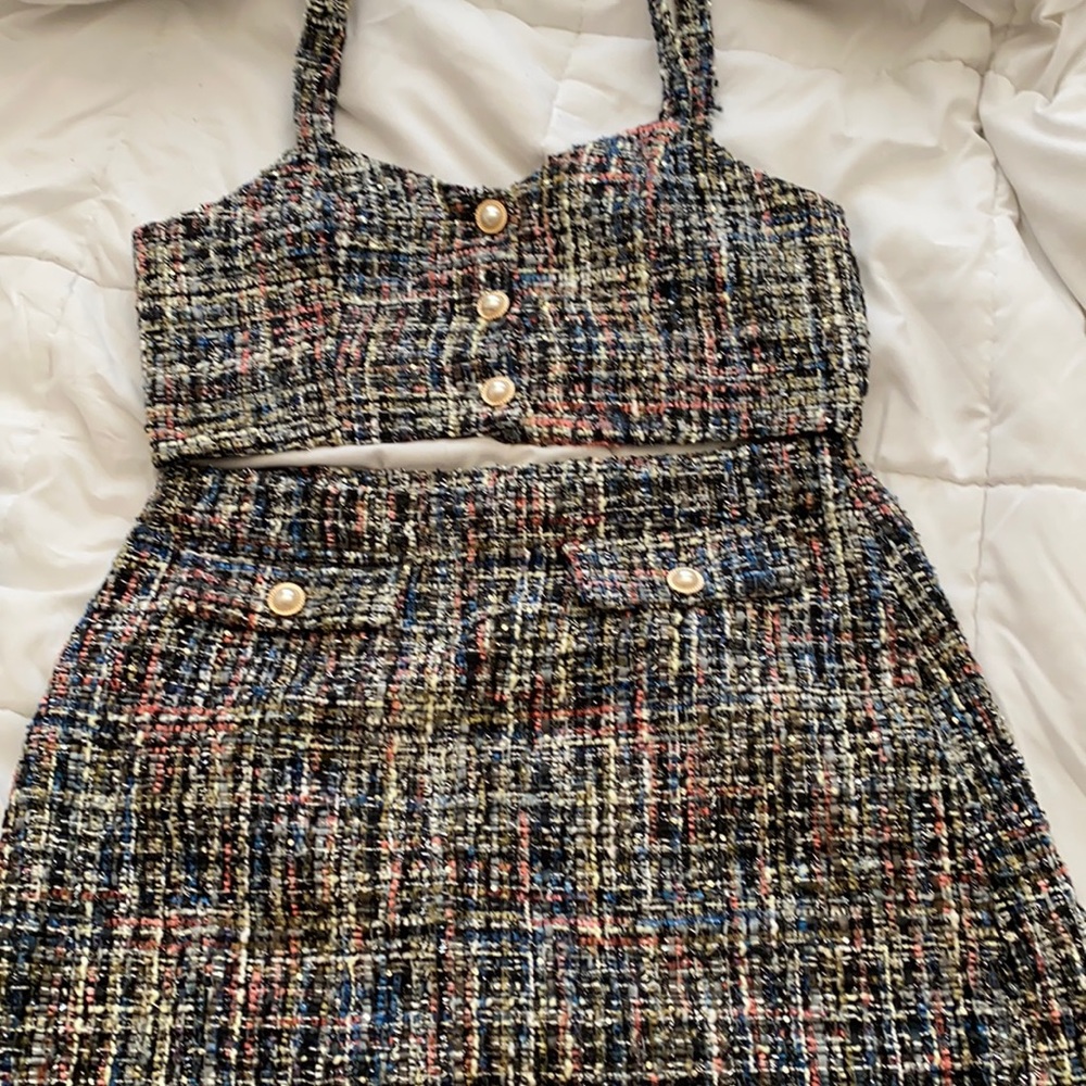 NWOT Tweed Like Top and Skirt Set